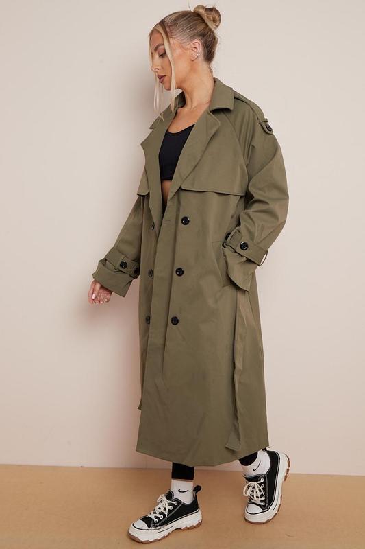 Product Introduction of KatchMe Women's Oversized Premium Waist Tie Double Breasted Trench Coat (UK 8-22),High-End Outerwear Jacket,Plain Minimalist Side Pocket Lady's Outfits 15