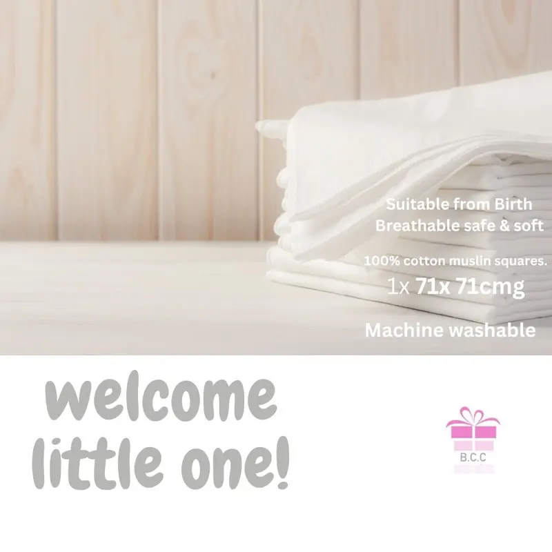 New Baby Hamper gift Unisex set Baby Blanket White Elephant Comforter Muslin Cloth - Gender Reveal Gift 5
