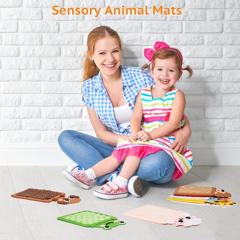 8Pcs Sensory Mats for Kids - Educational Animals Sensory Pads Fidget Toys for Kid Toddler Baby, Autism Sensory Tiles Wall Panel Disorder Toys for Tactile Play/Anxiety Relief, Playful Learning Gift 6