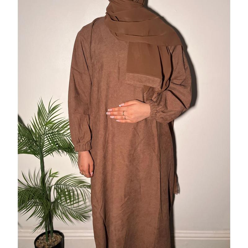 Amal Corduroy Winter Abayas with Pockets - 5 Colors Available- Muslim Fashion essential abaya plain luxury daily affordable 2