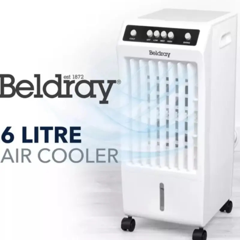 Beldray Air Cooler 6 Litre 3 Speeds Swing Function Carry Handles & Wheels 1