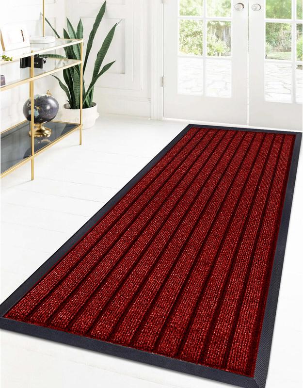Large Heavy Duty Rubber Barrier Non Slip Door Mat Hall Kitchen Floor Runner Rubber Mats Hallway Bedroom Non-slip Anti-skid Indoor Black 6