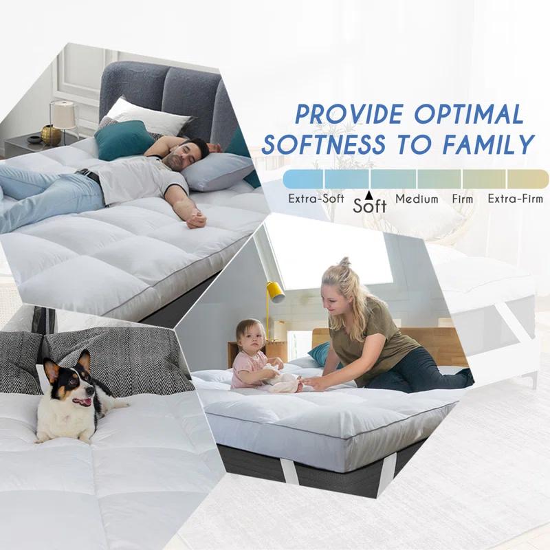 1000 GSM Ultra Bounceback Mattress Topper - 10cm Deep, Hypoallergenic Microfiber, Thick Hollow Fiber Filling, Elasticated Corner Straps, Multiple Sizes Available 4