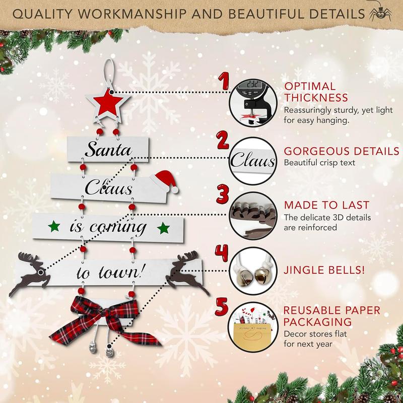 Wooden Christmas Decorations - Large Hanging Christmas Decorations Indoor, Christmas Ornaments, Christmas Ceiling Decorations, Christmas Window Decorations, Christmas Room Decorations 3