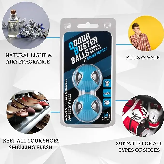 Odour Buster Balls - Ultimate Sneaker Deodoriser & Freshener - Fresh Scent for Shoes & Bags - by Crease Protect Footwear Comfort Natural 3