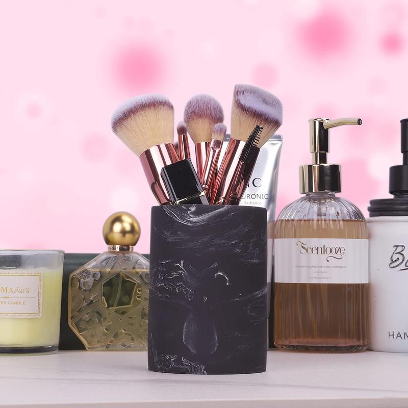 Black Marble Look Toothbrush Cup - Electric Toothbrush and Toothpaste Holder - Organizer Makeup Brush and Razor - Bottles 3