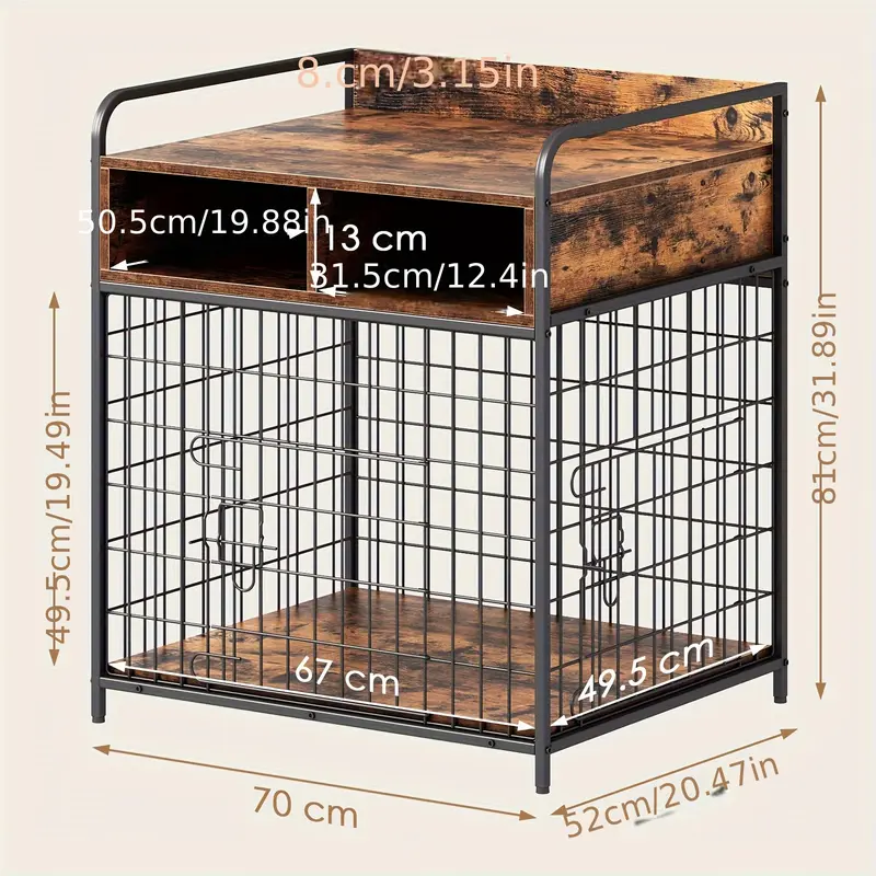 Dog Crate Furniture for Small, Dogs Cage, Wood Dog Kennel with Drawer Storage, Heavy Duty Dog Cage, Sturdy Durable Metal Frame, Inner dimensions: 67x49.5x49.5CM 1