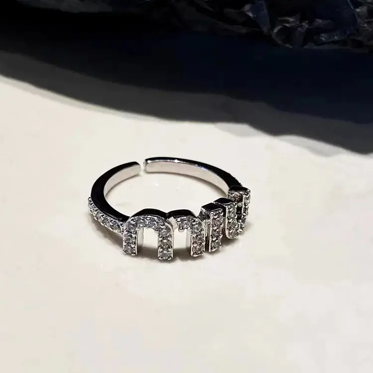 2024 Korean New Letter M Crystal Zircon Adjustable Ring for Women Gold Color Couple Rings Elegant Women's Daily Work Accessories 5