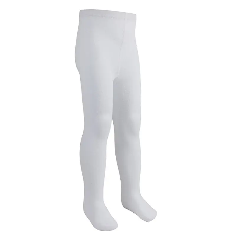 Girls plain white cotton rich tights
