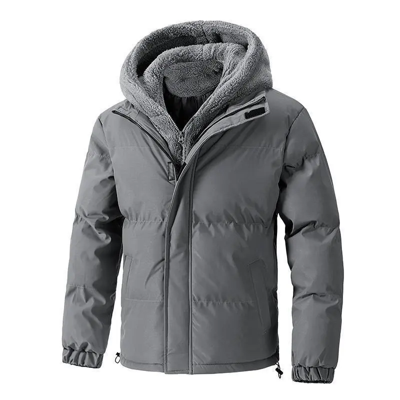 8XL Puffer Jacket Mens Thick Warm Plus Size Winter Jacket Men Cotton Fleece Padded Hooded Parkas Fake Two Piece Coats Outwear 0