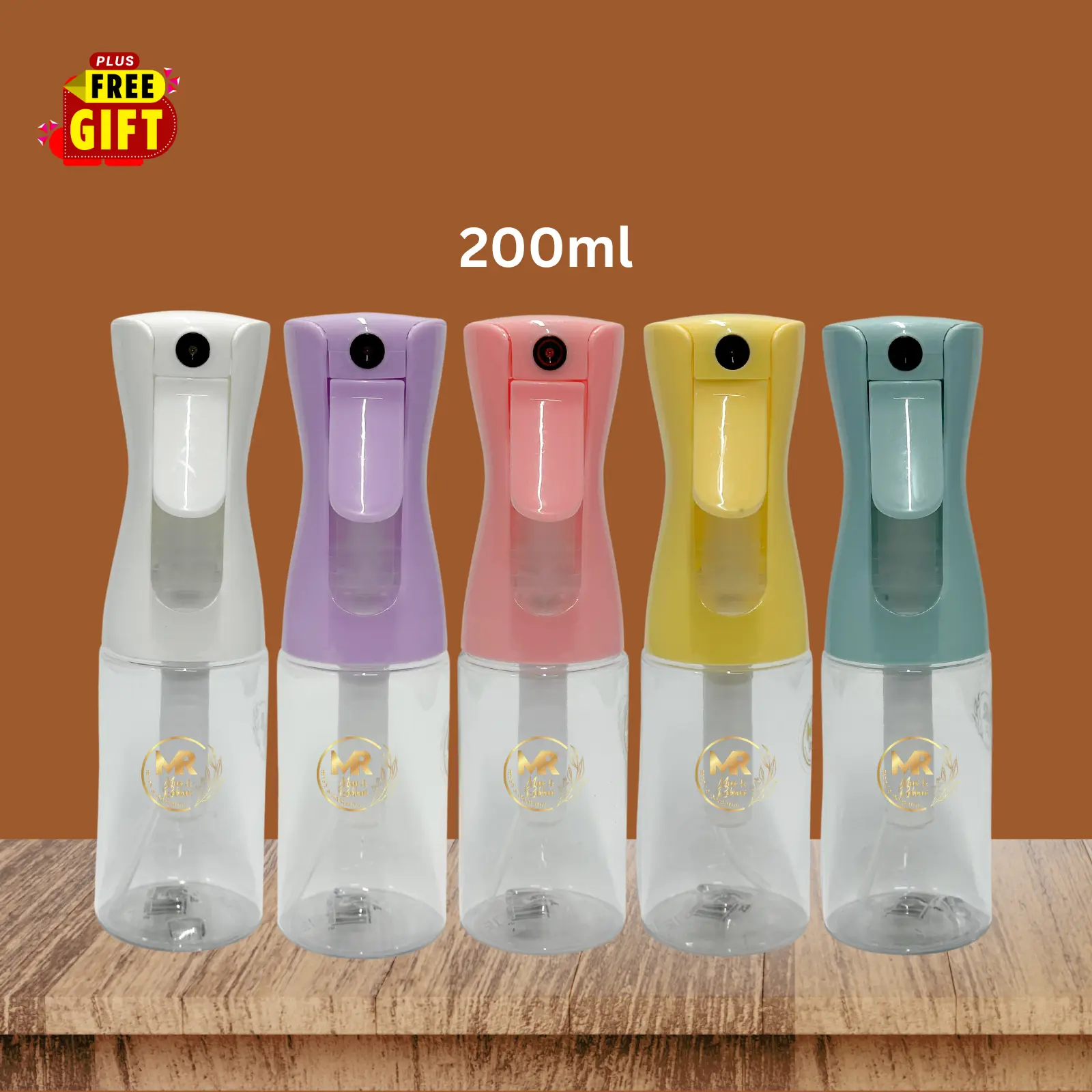 MR Fine Mist Spray Bottle for Hair, Plants, Pets, and Cleaning (200ml), Continuous Water Mister, Refillable Plastic Bottle for Curly Hair, Professional, Durable, Versatile, Multi Use, Styling, Salon Quality, Taming, Organiser, Everyday Use, Mix B - 3219