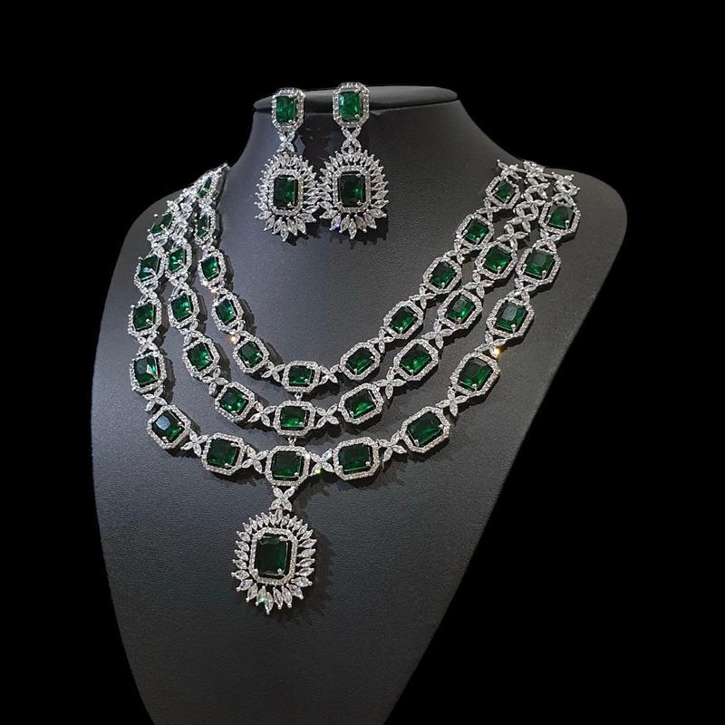 Emerald Green Statement Necklace Set 1
