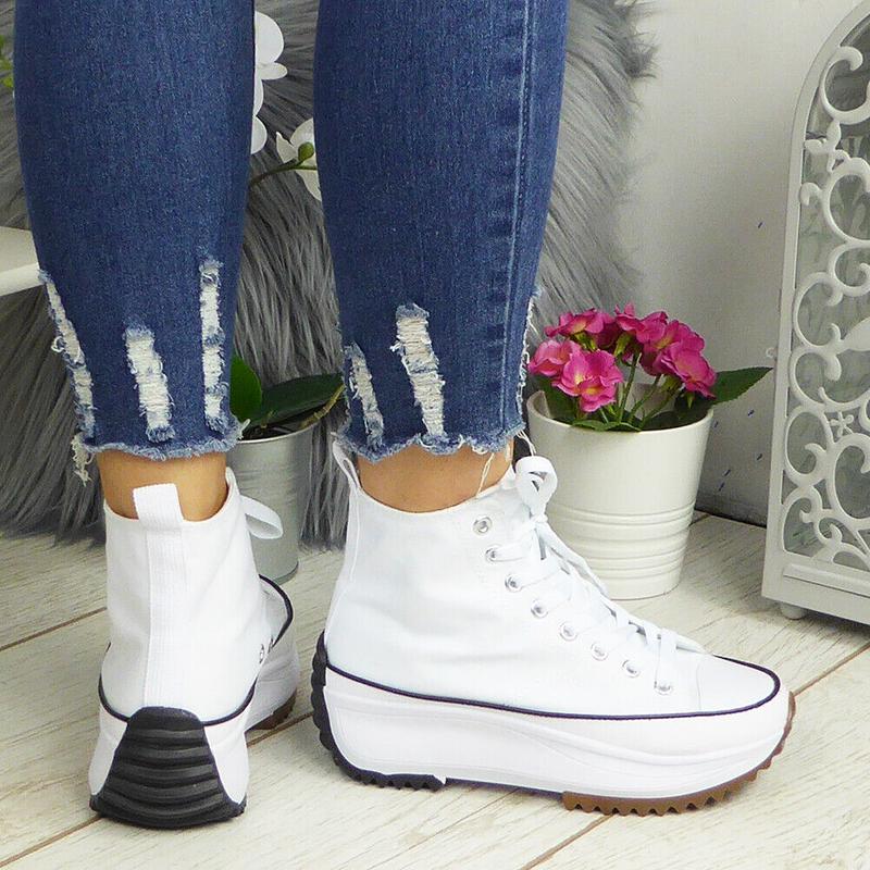 G-12 Women Grip Sole Platform Trainers Classic Lace Up Casual High Top Sneakers 7