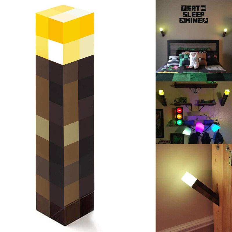 Product Introduction of Minecraft Game Torch Lamp Led Night Light Home Decors USB Rechargeable Kids Gift MC Wall mountable Game fans Home Decoration Gifts for Gamers Soft light without glare 12
