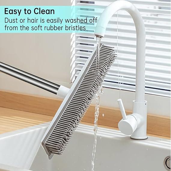 Floor Squeegee Broom Scrubbing Brush with Stiff Brush Bristles and 3PC Broom Handle for Home and Commercial Use - Bathroom Cleaning Brush, Floor Brush Indoor for Tile or Wood Surfaces Smooth Cleaner Plastic Tool Plastic Tool Wooden 8
