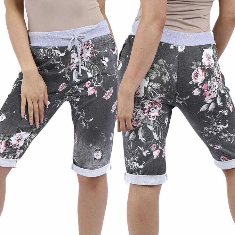 Women Summer Shorts Floral Print Italians Magic Turn Up Cotton Drawstrings Cotton Shorts pockets 8-22 Womenswear Comfortable Bottom 8