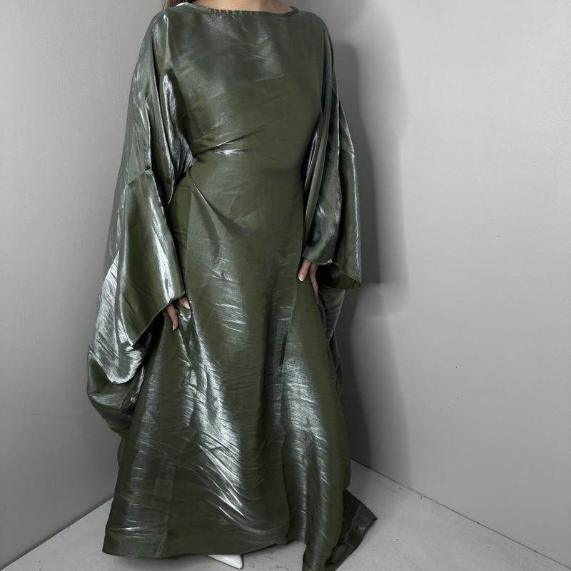 Shimmer Batwing Abaya With Elasticated Waist/Tie 4