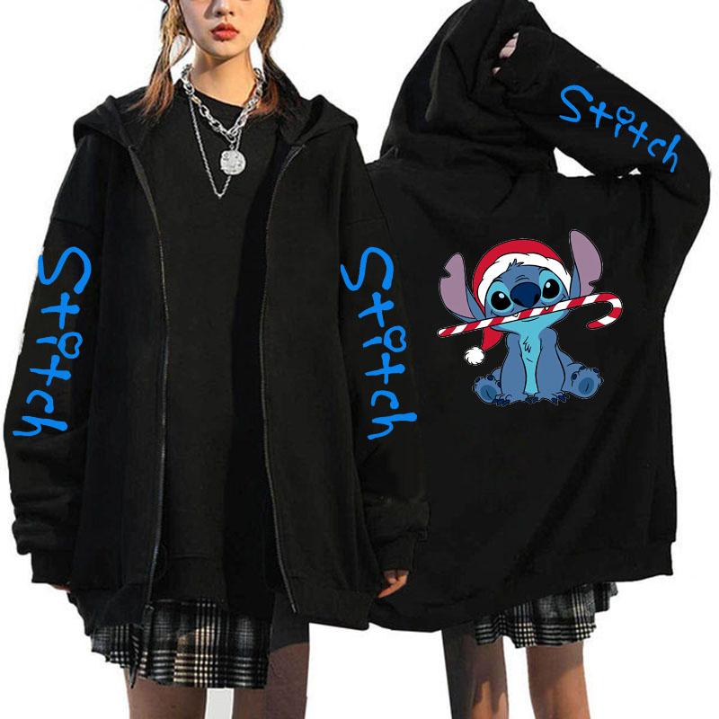 Product Introduction of Oversized Y2k Zip-up Hoodie  Women's Lilo & Stitch Costume Winter Clothes Woman Long Sleeve Warm Jacket Zip-up Street Tops 13