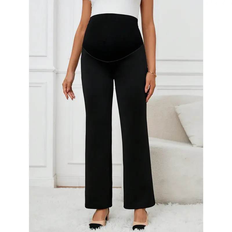 MaterniChic Maternity Casual & Commuting Young Women's Flared Pants, Adjustable Elastic Waist, Ultra High Waist, Full-Length Tight-Fitting Pregnancy Trousers 4