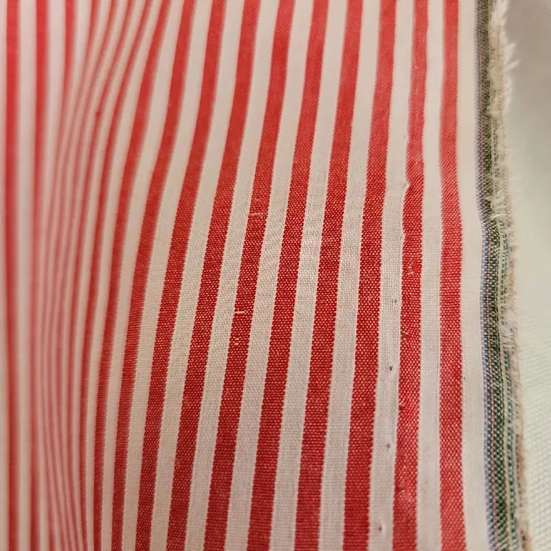 Polycotton printed shirts fabric 150cm 60inch wide parrten strips design colours white red shade 3