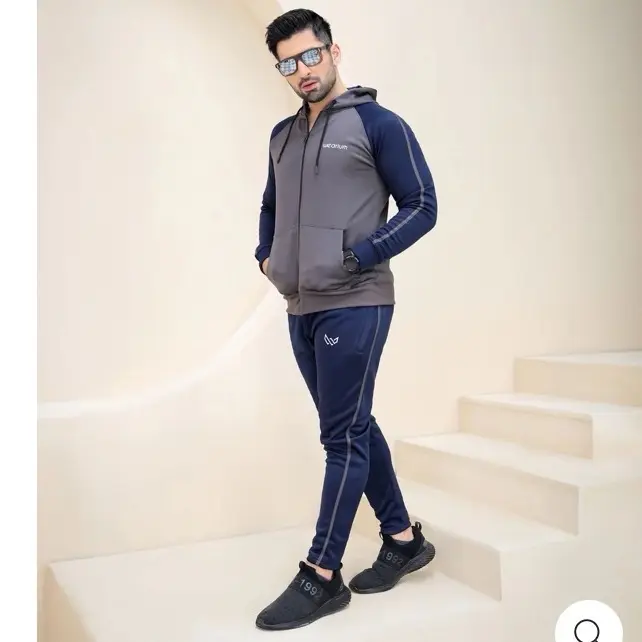 Men's design  Polyester Fleece zipper hoodie Tracksuit Set for Winter - Trouser, Pants,Menswear