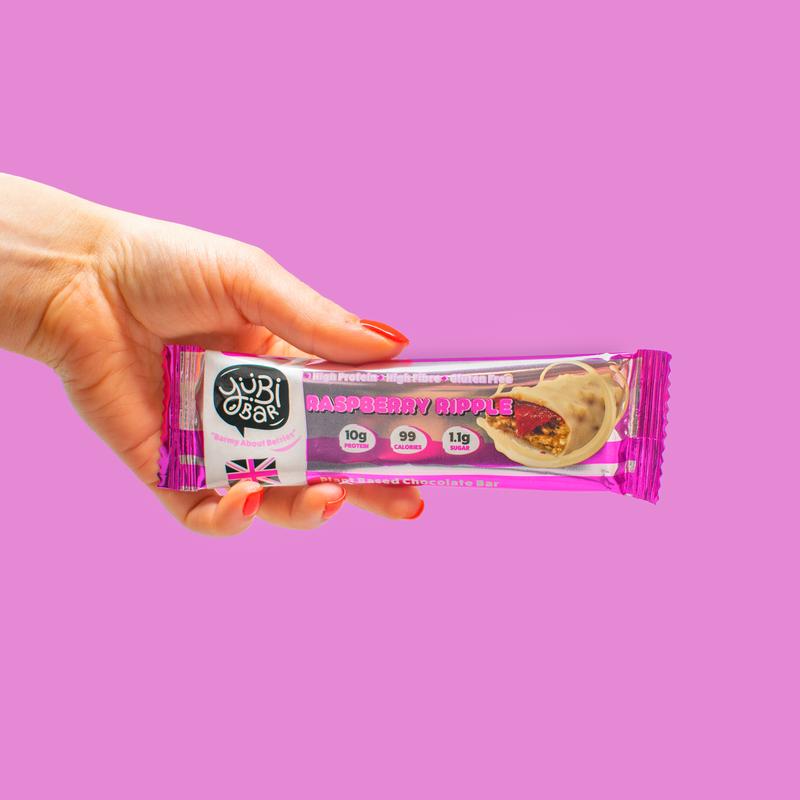 YuBi Bar Raspberry Ripple 12 Pack -- Protein Bars - 99 Calories, High Protein and High Fibre, Low Sugar, Gluten Free and Dairy Free Snacks with White Chocolate 5