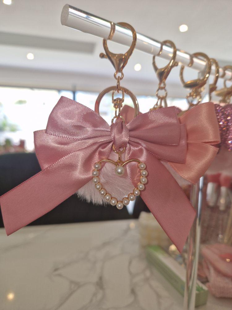 Product Introduction of Pink Bow and Pompom Key Chain for Bag Decoration 5