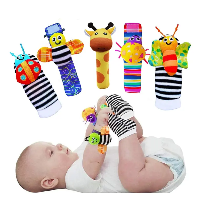 Foot Finders & Wrist Rattles for Infants - Developmental Texture Toys for Babies & Infant - Newborn Toys for Baby Girls Boys - Baby Boy Girl Toys 0