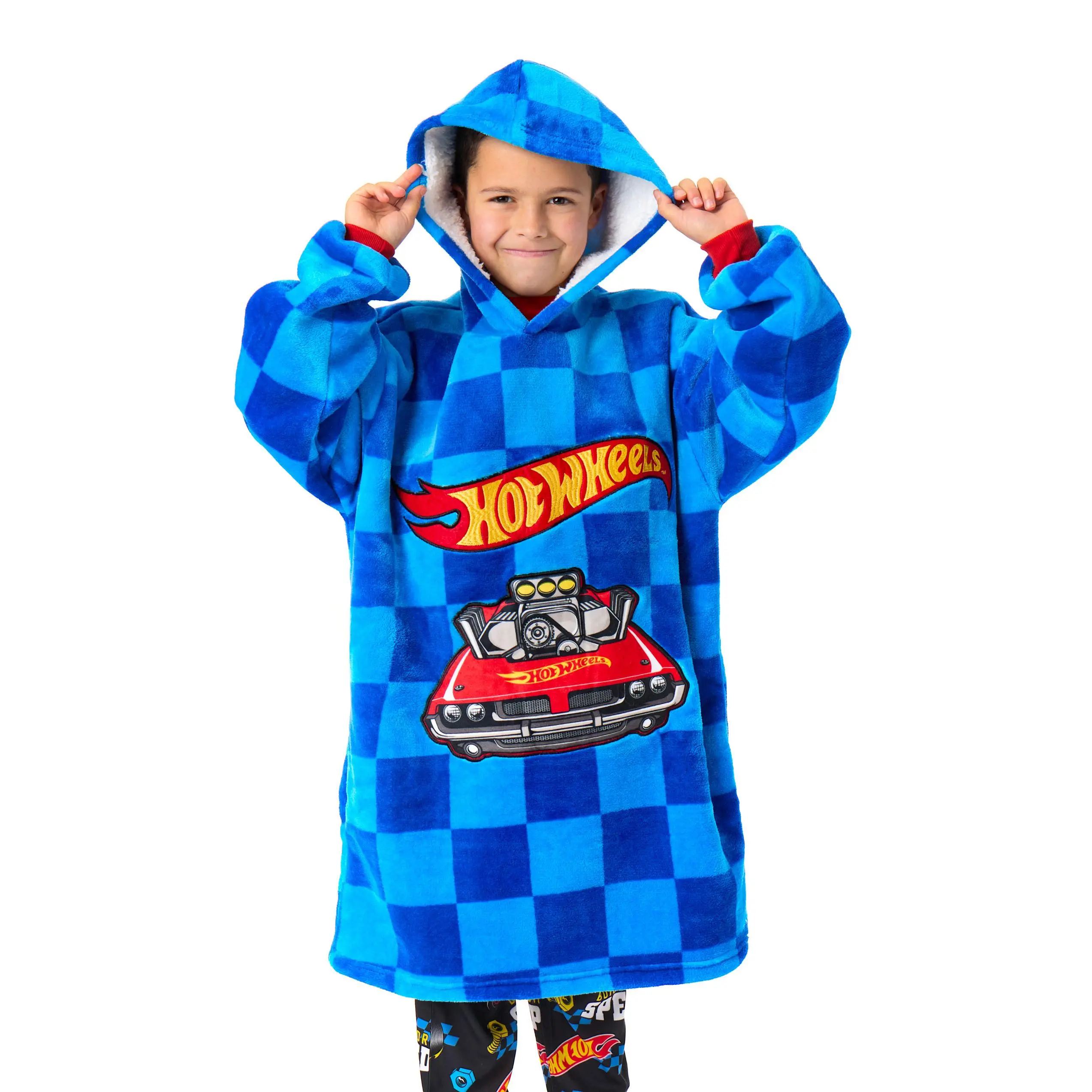 Vanilla Underground x Hot Wheels Boys Blue Car Pocket Blanket Hoodie