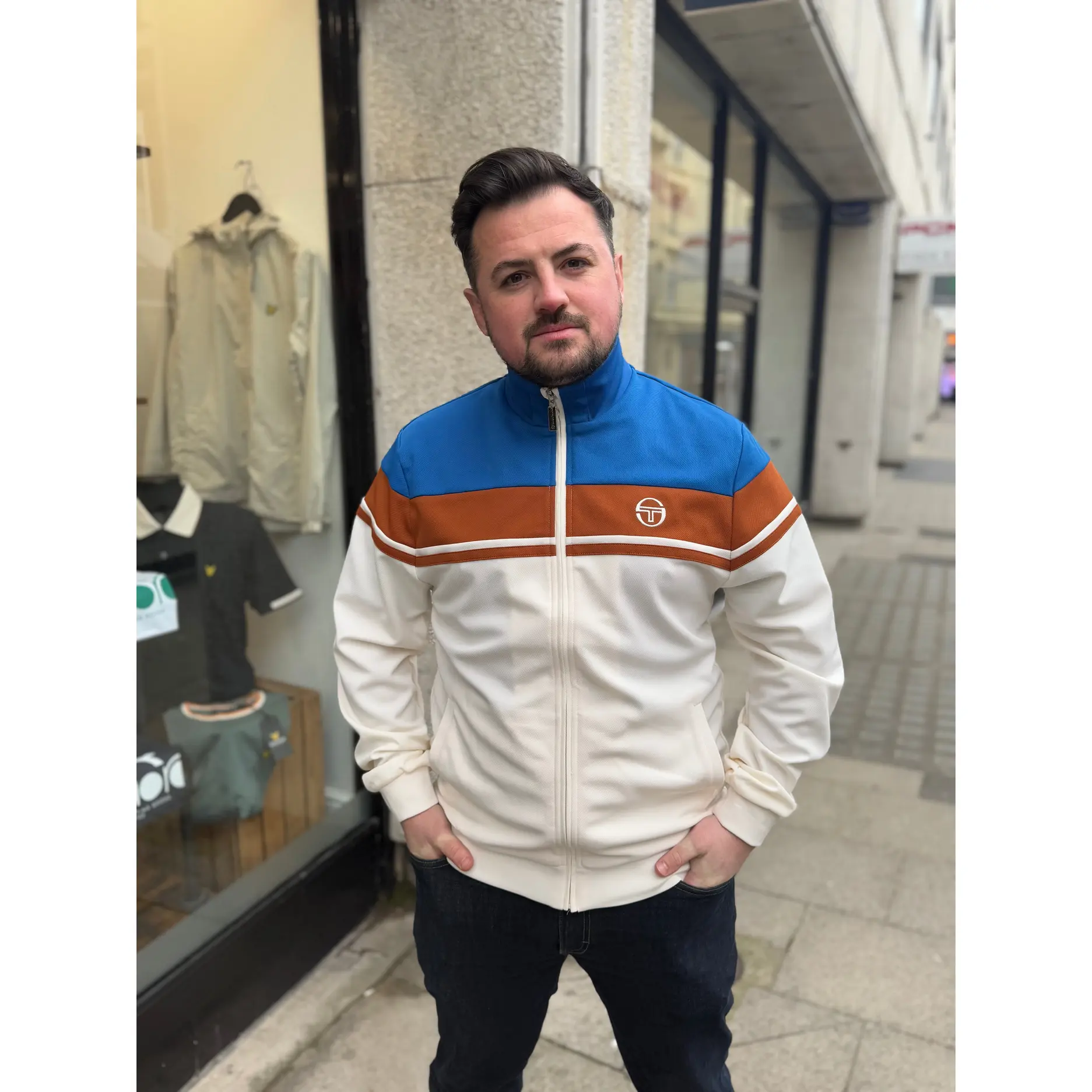 Sergio Tacchini Damarindo Track Top Nautical Blue/Gardenia/Mocha Bisque