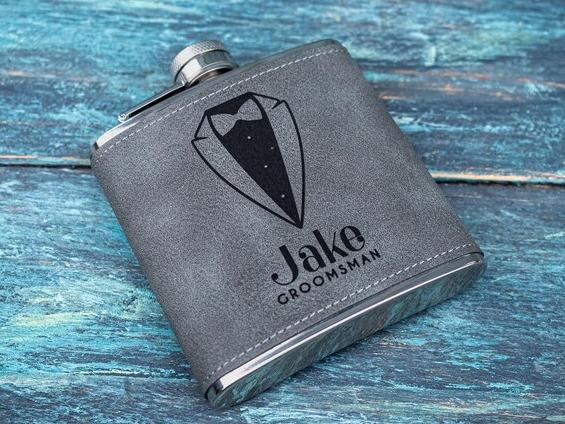 Personalised 6oz Wedding Hip Flask, Groomsman or Best Man Gift, Laser Engraved 4