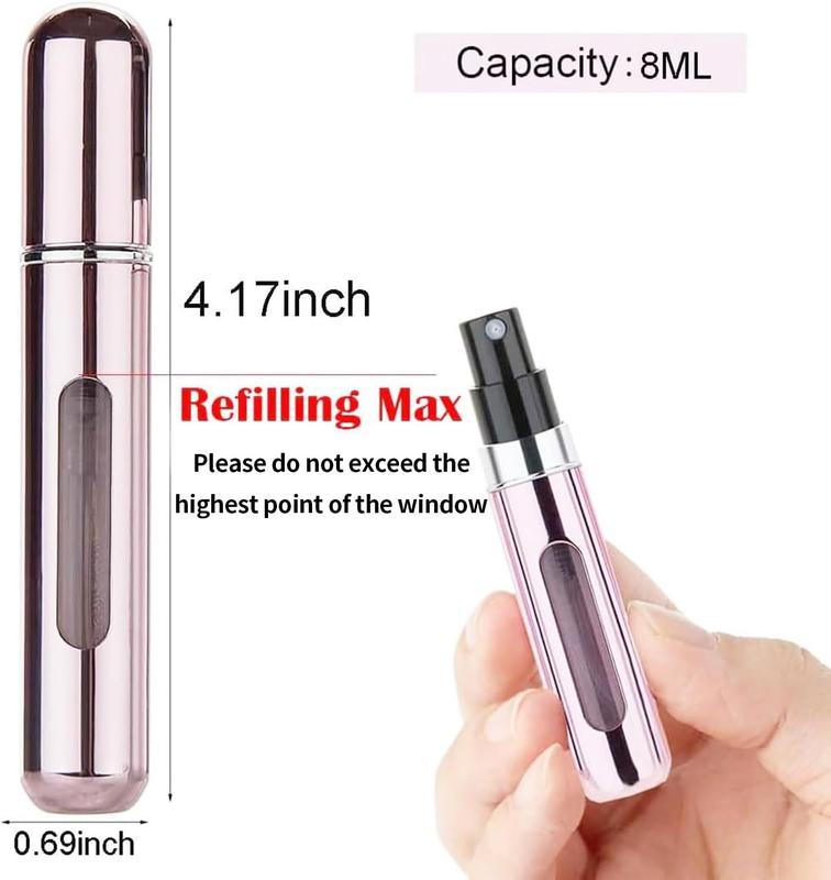 Perfume Atomizer Refillable, 8 ml Refillable Atomiser Perfume Spray Bottle Mini Aluminium Container Cover Set Transparent Friend Window Glass Insert Plastic 1