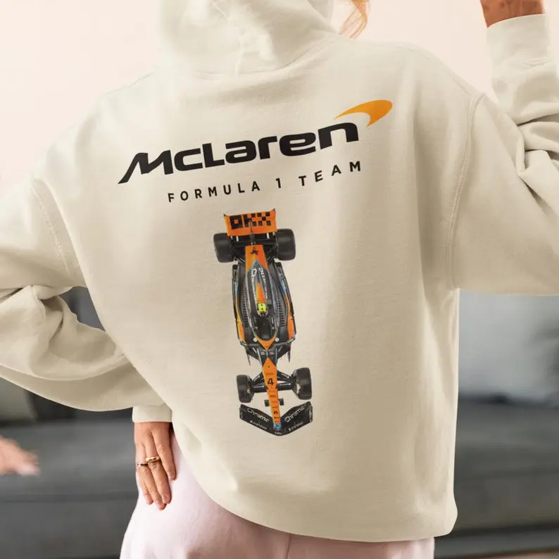 Mclaren 2025 Racing Unisex Hoodie Lando Norris Formula One Merch Mclaren F1 Racing Hooded Sweatshirt Inspired Aesthetic Motorsport Clothing Women & Men, Crewneck Casual Shirt, Top Style Sweatshirt