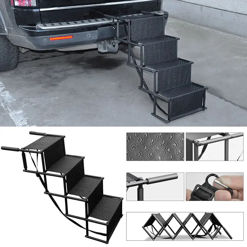 Dog Stairs, Folding Dog Stairs for Small Dogs and Large Dogs, Outdoor Car Dog Stairs, 101x76cm, Trunk Ramp for Pet Access, for Pets with Anti-slip 3