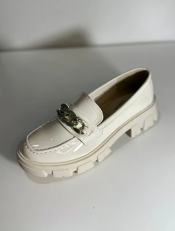 Women's Flat Creepers & Chunky Sole Shoes Ladies School and Work Slip On Chain Loafers (999-1) 3