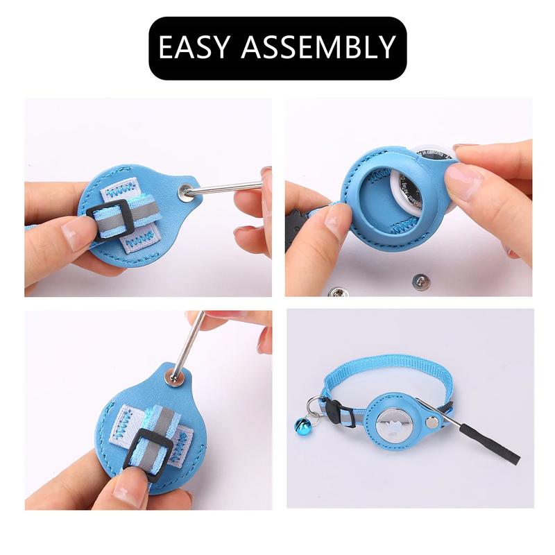 Reflective Airtag Cat Collar with Bell, Waterproof Holder for Apple Airtag, Anti-Lost Collar for Cats, Kittens and Small Dogs cat  airtag air tag collars apple  airtag orange non-customized cat  camera led  collar 3