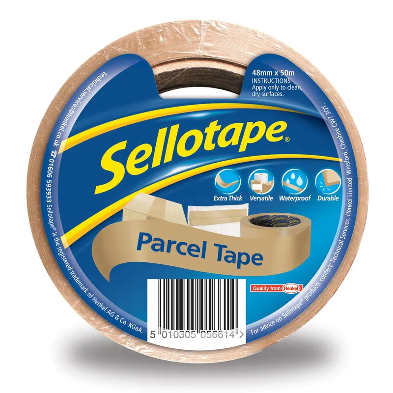 Sellotape Brown High-Strength Parcel Tape for Professional Use 48mmx50m, 6 Rolls - Ideal for Packaging and Moving 1