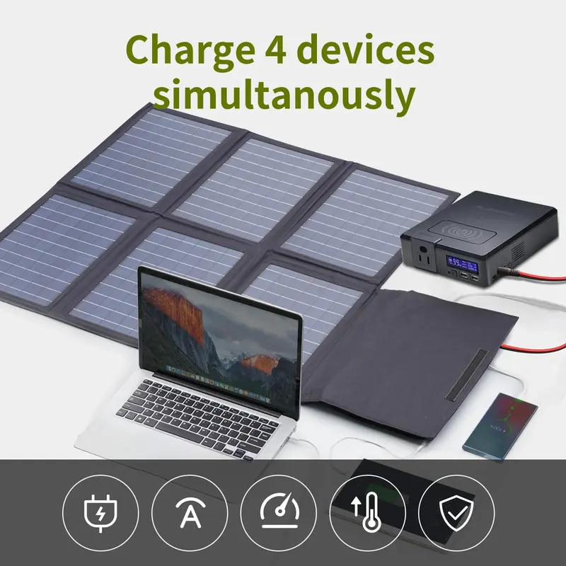 ALLPOWERS Solar Panel 60W Foldable Solar Charger with 18V DC+USB-C 60W+USB-A*2 for Powerstation ,Camping, Laptop, Phone, Riding 2