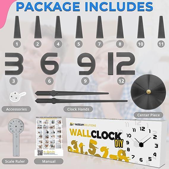 DIY Wall Clock - Frameless 3D-Style Analog Timekeeper for Home, Living Room, Bedroom, Office - Battery-Powered Modern House Decoration - Silent Clock Decor with Number Sticker Decals 2
