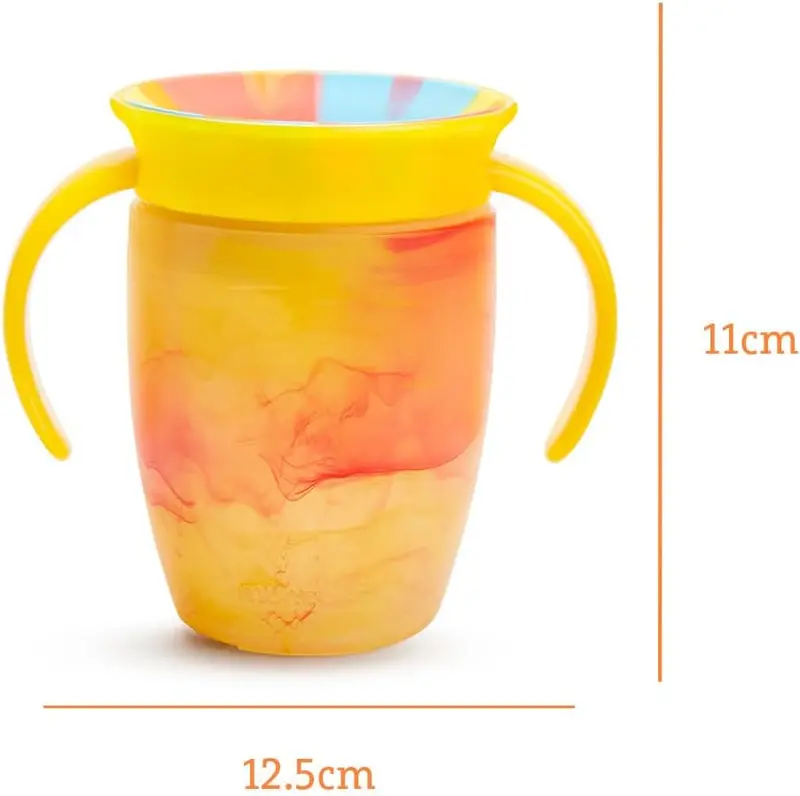 360 6+ Month 7oz Baby Sippy Cups (2-Pack). Trainer Cup, Spill-Free, Dishwasher-Safe Baby Water Bottle with Easy-Grip Handles. (Blue/Yellow) 2