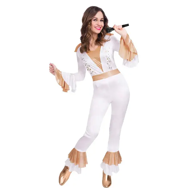 Womens Disco Queen Costume Abba Inspired Fancy Dress Outift Ladies Womenswear Clothing Comfortable Matching Party Soft