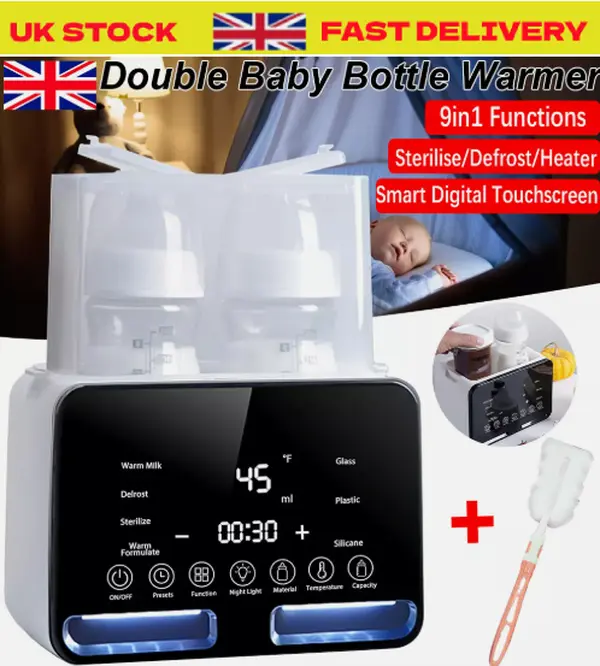Baby Bottle Warmer Steriliser Fast Milk Warmer with LCD Display and Timer UK