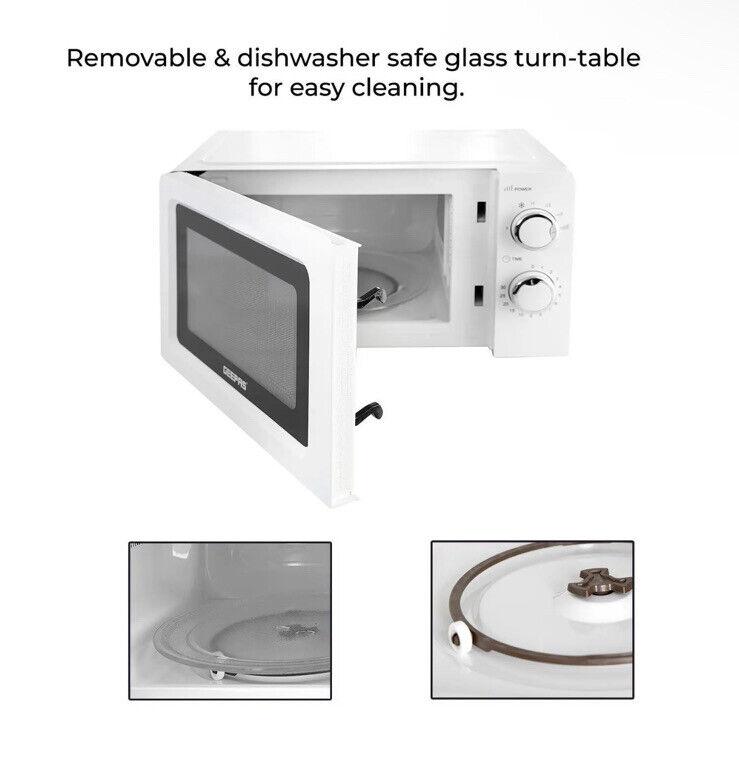 Geepas Microwave 20L Solo Freestanding 5 Power Levels & Defrost Powerful White NEW 7