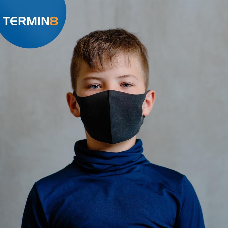 Termin8 Lightweight Breathable Reusable Face Mask for Kids Machine Washable Black, Pink or Grey 3