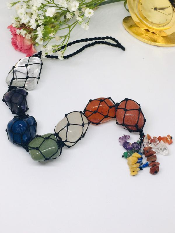 7 Chakra wall Hanging , Car & Window Hanging ,Spiritual Meditation Feng Shui Ornament Natural Stones Car and Home Decor handmade gift Crystals Decorative Hangable Pack Decoration 1