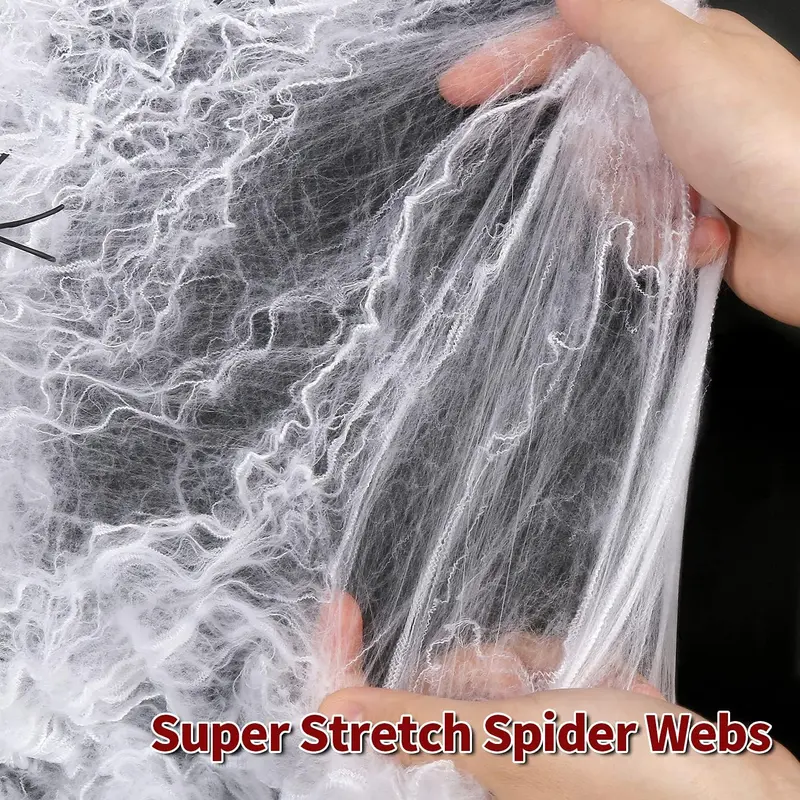 60g Halloween Spider Web Decoration with 30PCS Realistic Fake Spiders - Stretchable Cobwebs for Halloween 2024 | Trendy Halloween Aesthetic Décor for Parties | Spooky Nostalgic Decorations for TikTok Trends | Perfect for Halloween Plastic Room Ornaments 2