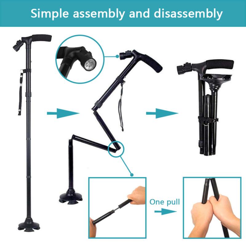 Retractable Adjustable Walking Cane Stick Lightweight Folding Hiking Travel Cane 5