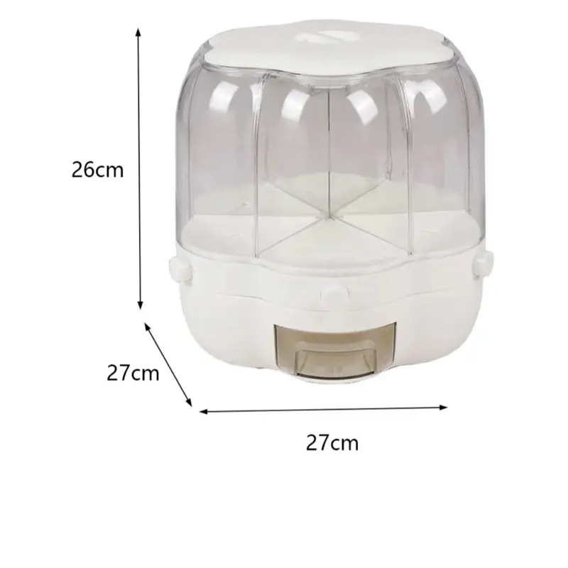 6-Gird Round Cereal Dispenser Rotating Food Organizer Dry Grain Storage for Kitchen utensil 2