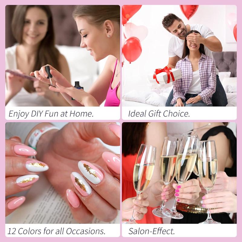 Gel Nail Polish Starter Kit, Phoenixy 12 Colours Soak Off Gel Nail Polish Set with Nail Lamp 8ml Gel Nail Kit Gift Set for Women 6