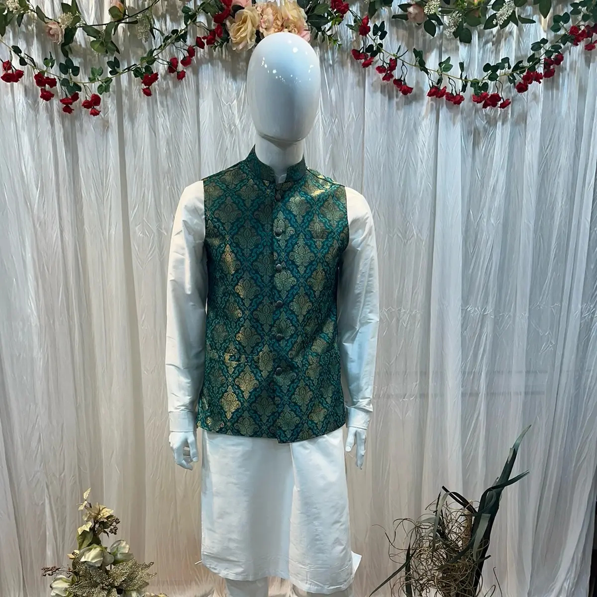 Menaal’s Luxury Jamawar Waist Coat for Men - Perfect for Any Occasion - Menswear, Tops